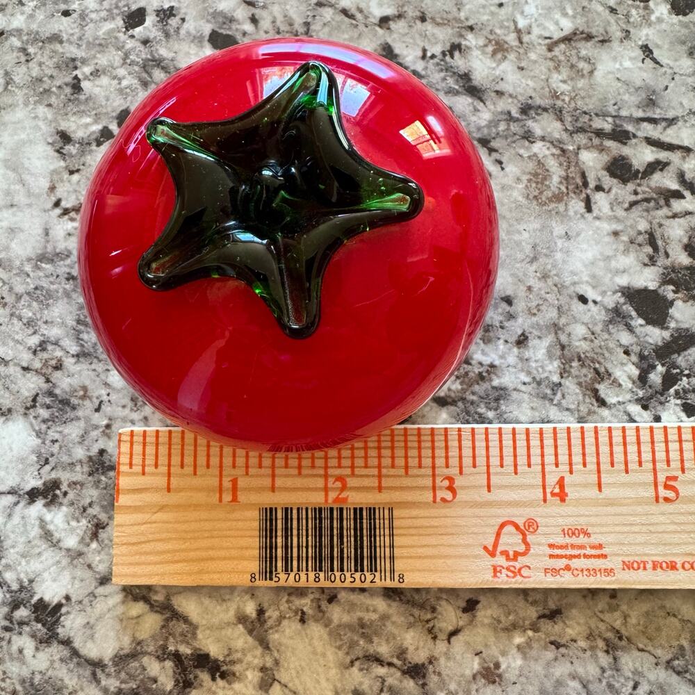 VTG Murano Style Handblown Glass Art Vegetable Tomato Red MCM Home Decor - Picture 5 of 8
